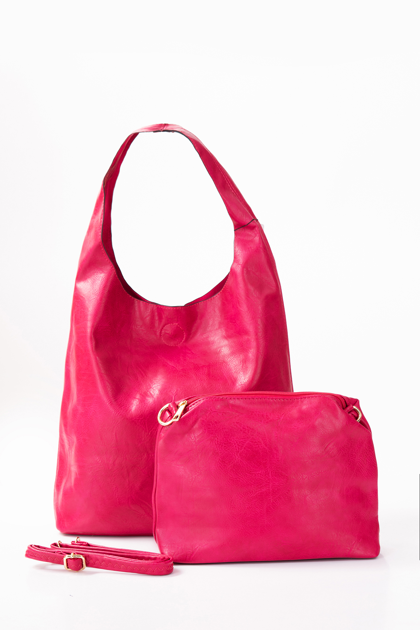 Дамска голяма чанта тип торба в цикламено розово