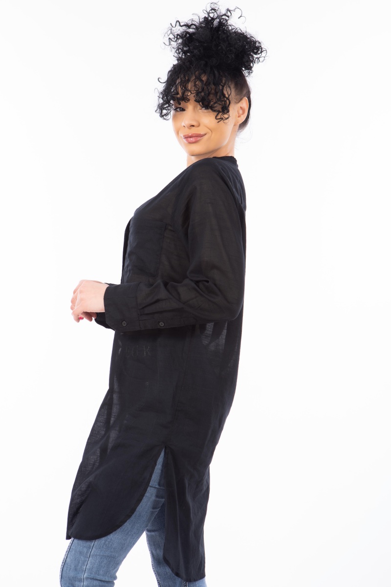 Дамска дълга риза тип туника в черно