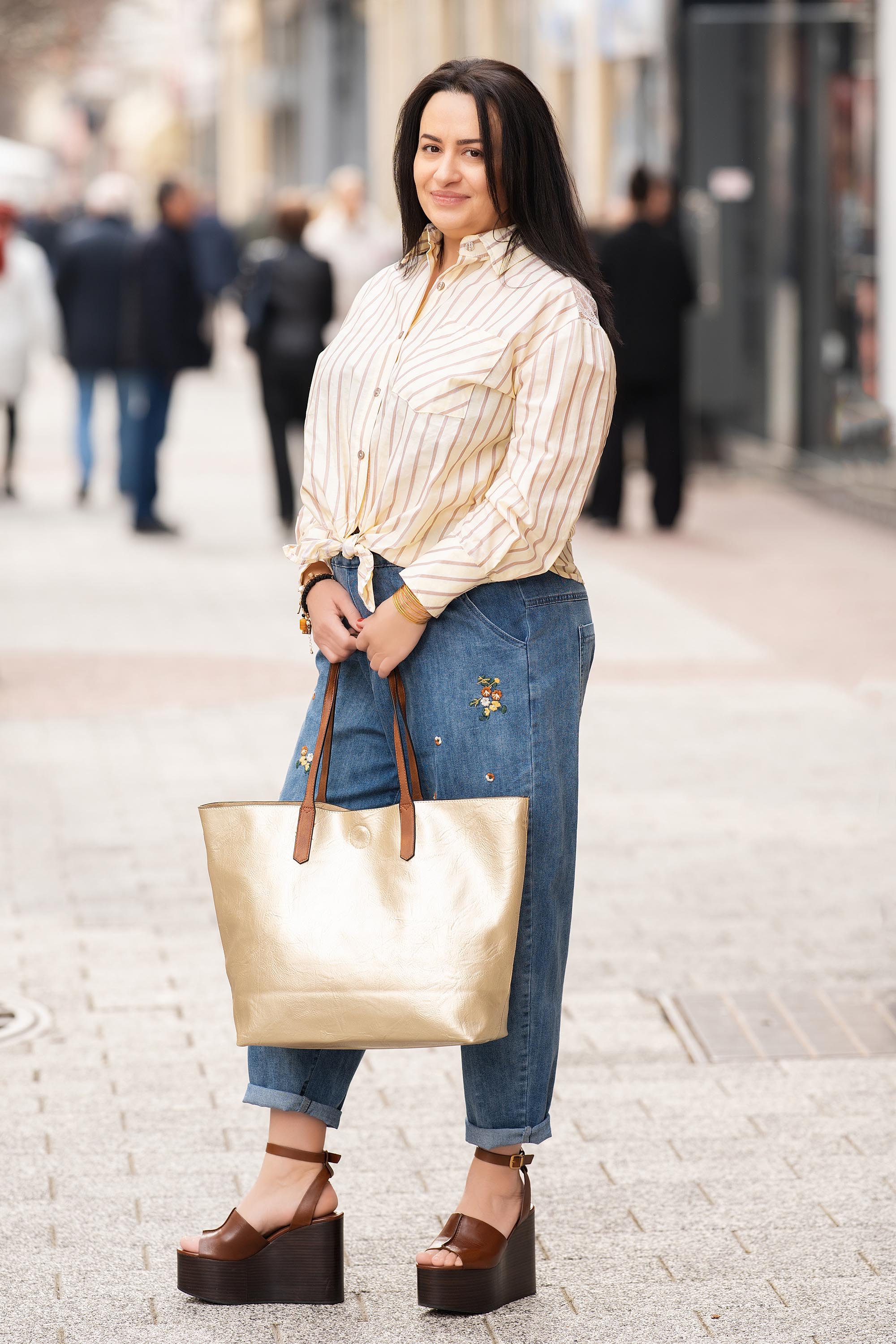 Дамска чанта 3в1 в златен металик