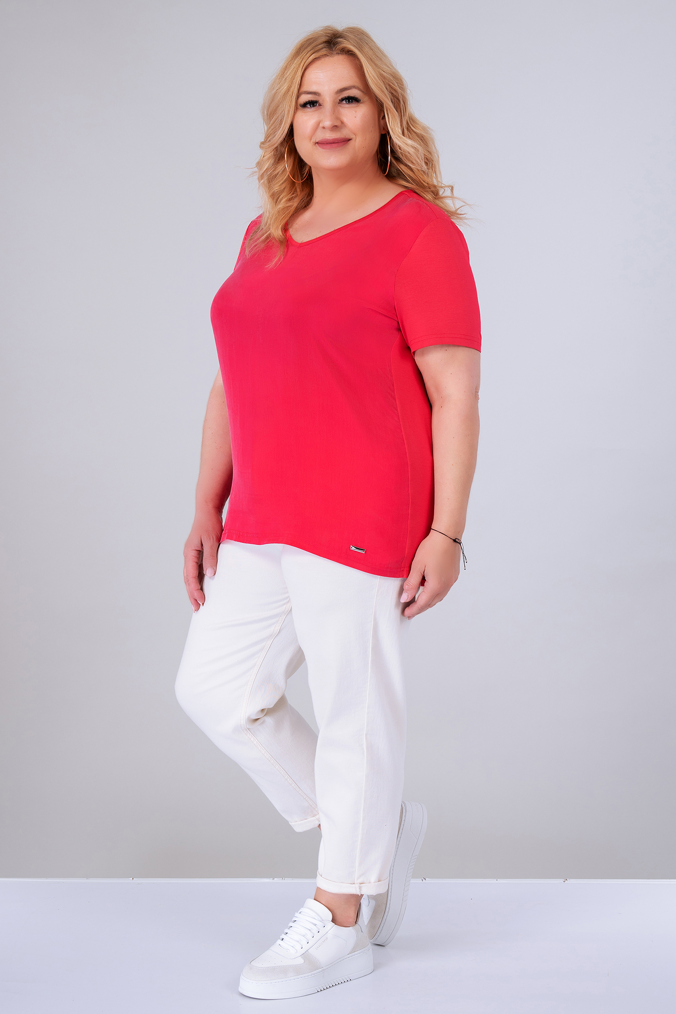 МАКСИ блуза в цикламено розово от фина материя