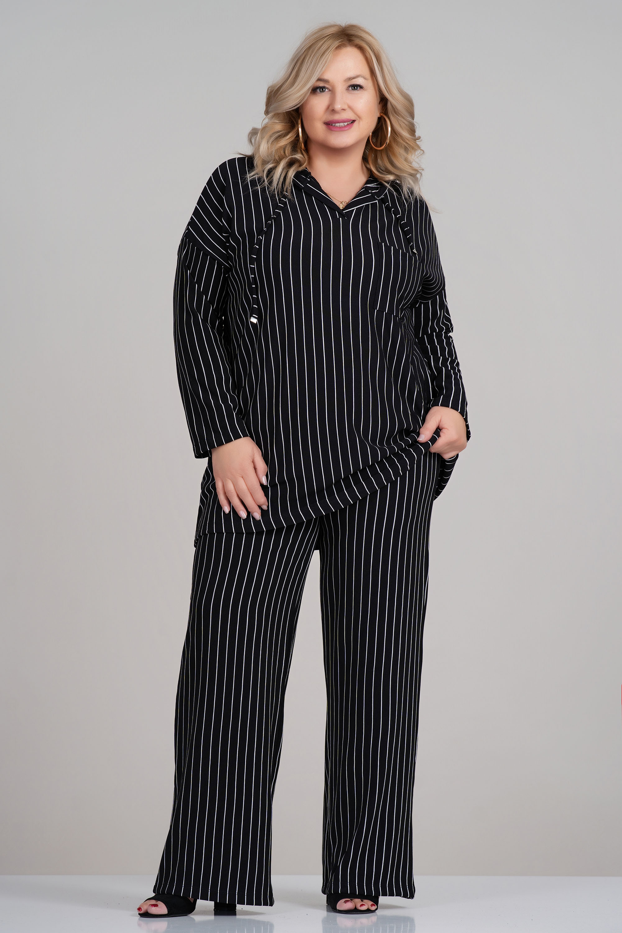 МАКСИ комплект в черно с принт светло райе