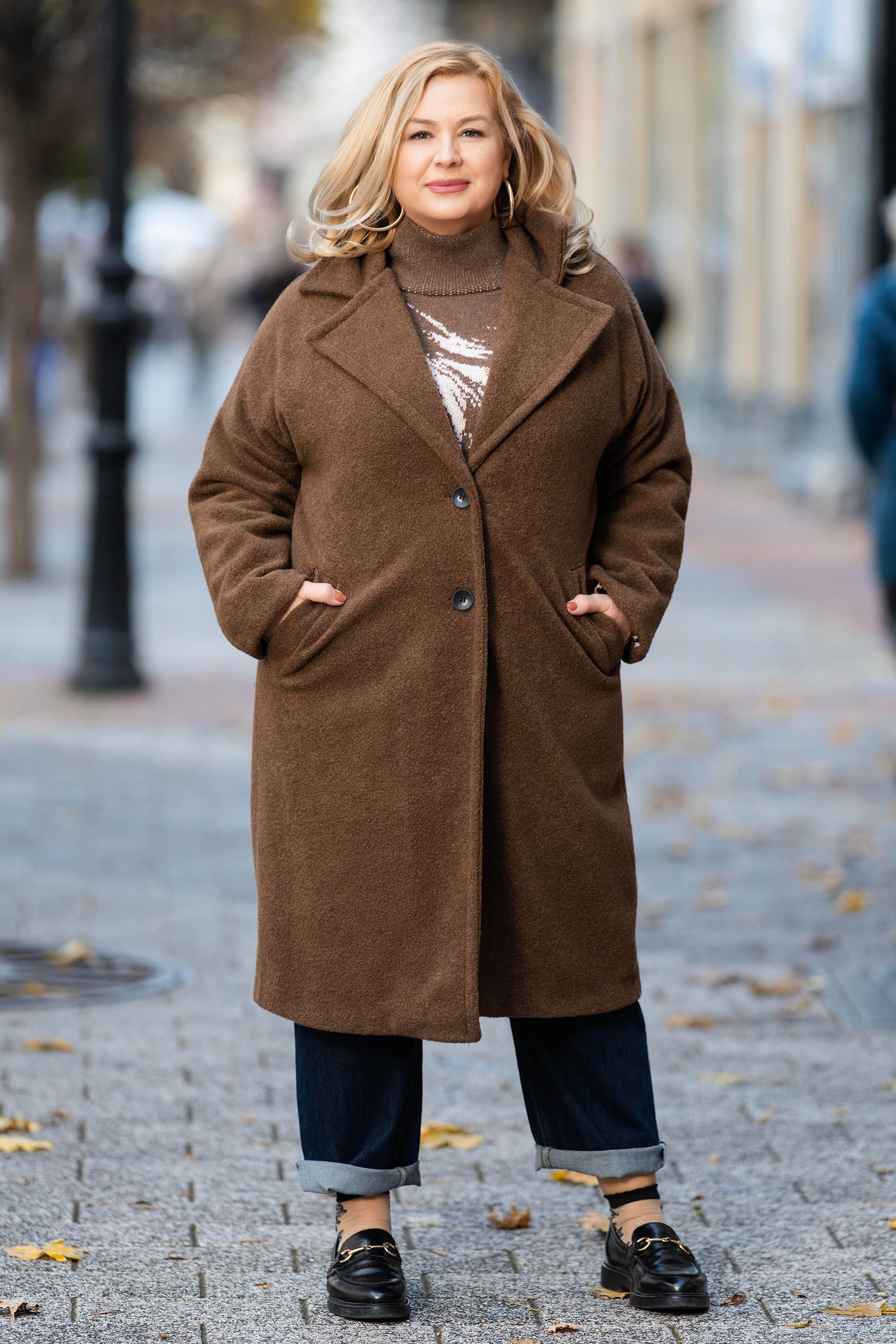 МАКСИ меко кафяво палто с леопардов хастар и класическа линия