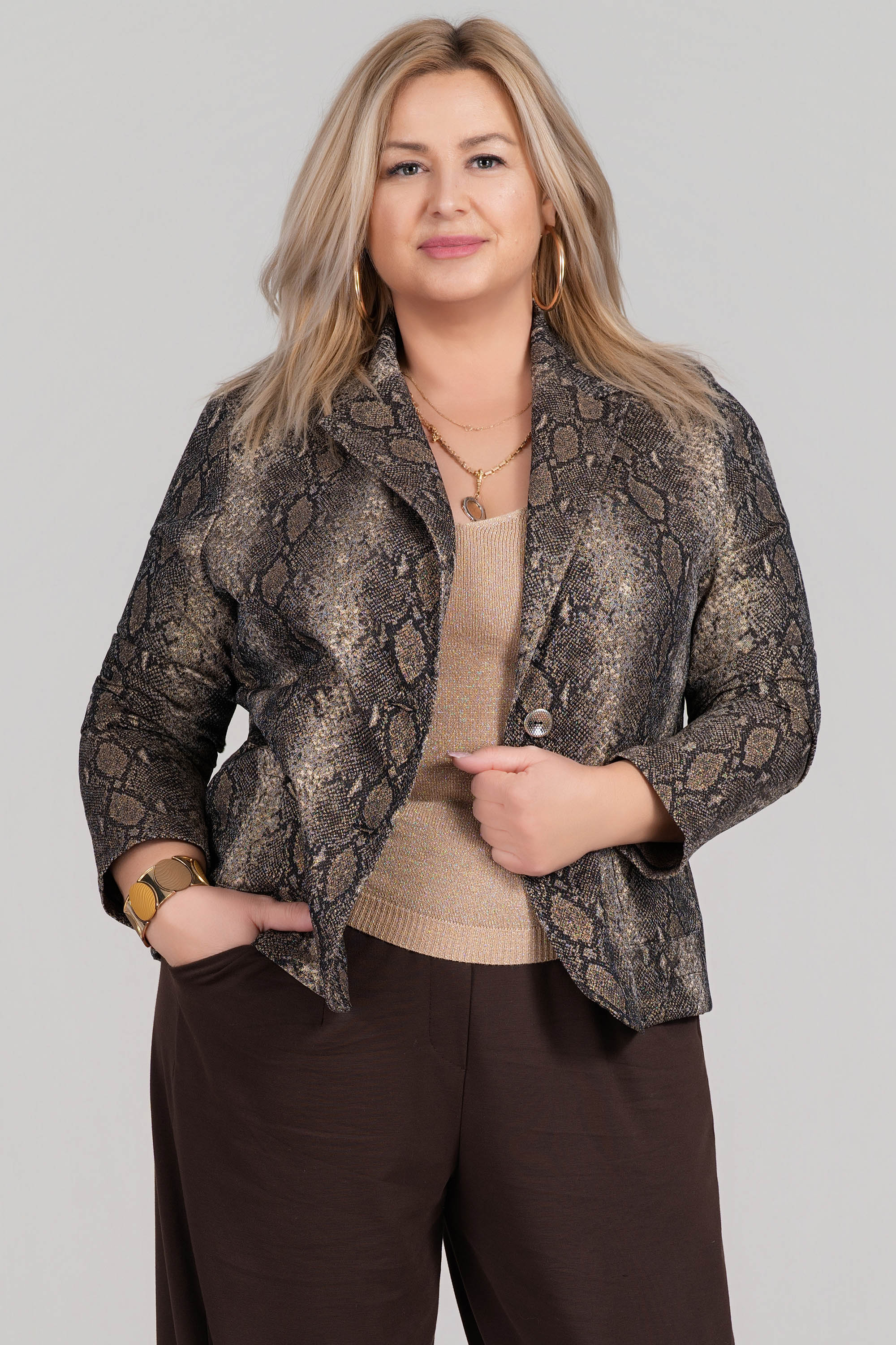 Макси сако със змийски принт