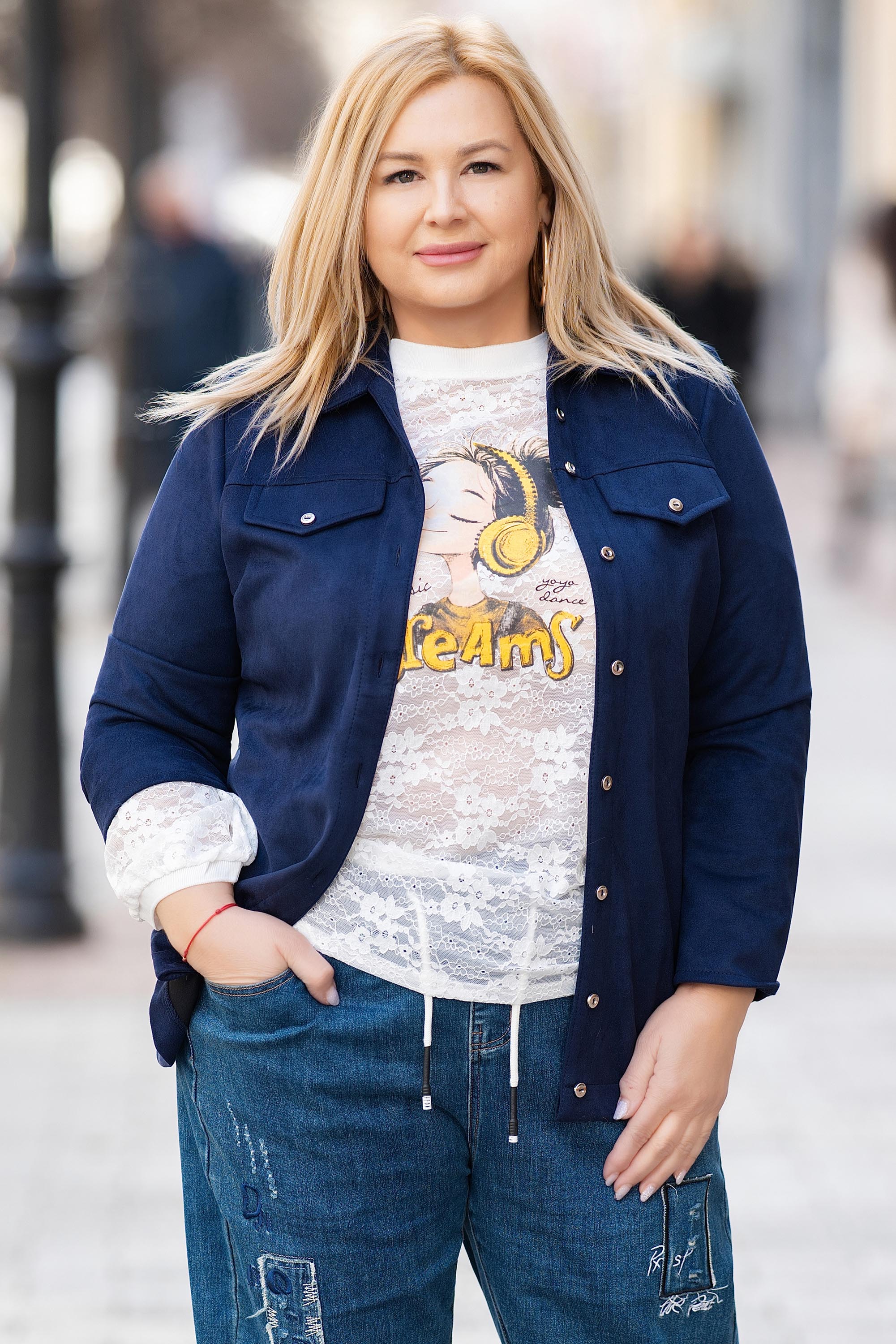 МАКСИ велурено яке тип риза в тъмносин цвят