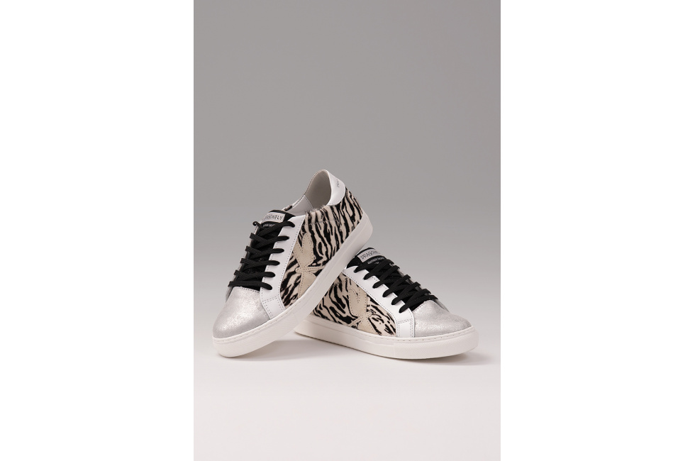 Classic Сneakers Zebra- Silver and Black